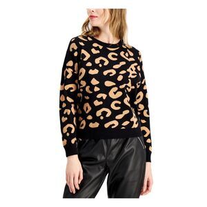 BAR III Womens Black Ribbed Long Sleeve Crew Neck Sweater XXS